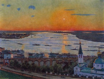  Konstantin Lienzo - La puesta de sol en Volga Nizhny Novgorod 1911 Konstantin Yuon